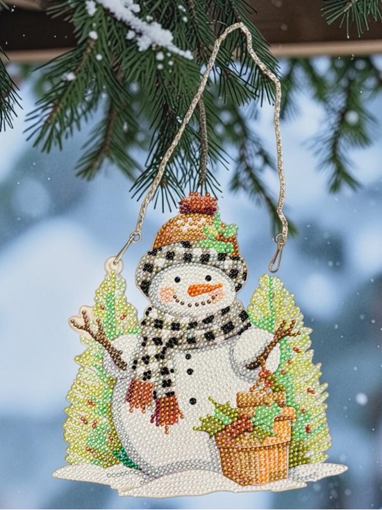 Hand Crafted Other - Snowman Hanging Sign Wall Decor Hand Crafted Sealed Diamond Art 7”